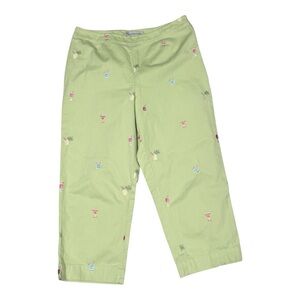 david brooks Light Green Embroidered Cocktail Capris